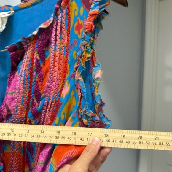 Figue Clara Midi Dress in Colorful Ikat Print Size XS BOHEMIAN Hippie Boho - Picture 6 of 10